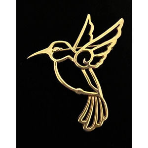 VTG Jonette Jewelry Company "JJ" Hummngbird Gold-tone Metal Cut Out Brooch